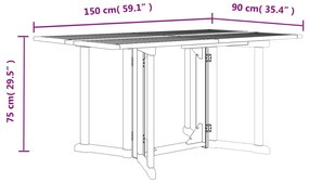 Τραπέζι Κήπου Butterfly Πτυσσόμενο 150x90x75 εκ. Μασίφ Teak - Καφέ