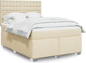 vidaXL Κρεβάτι Boxspring με Στρώμα Κρεμ 140x190 εκ. Υφασμάτινο
