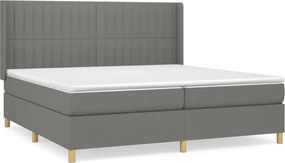 vidaXL Κρεβάτι Boxspring με Στρώμα Σκούρο Γκρι 200x200 εκ. Υφασμάτινο