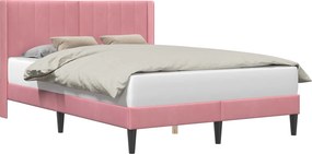vidaXL Σκελετός Κρεβατιού Ροζ 140 x 200 cm Βελούδο