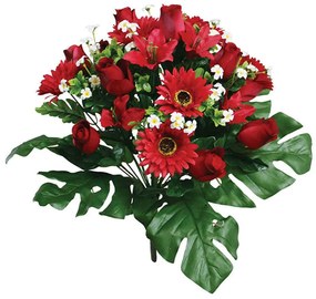 Διακοσμητικό Τεχνητό Μπουκέτο Τριαντάφυλλο-Ζέρμπερα-Λίλιουμ 00-00-1557-2 50cm Multi-Red Marhome Συνθετικό Υλικό