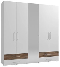 Wardrobe Masilia 5K4F2O White - Flagstaff - White High Gloss Foil 224x57x226.5 cm