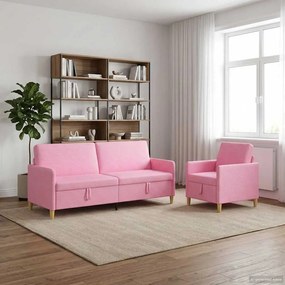 vidaXL Σαλονάκι Σετ Με Αποθηκευτικό Χώρο 2 pcs Ροζ Πολυεστέρας