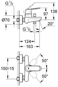 Μπαταρία λουτρού σώμα Grohe Eurosmart EuroCosmo