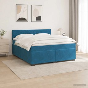 vidaXL Κρεβάτι Box Spring με Στρώμα και LED Μπλε 160 x 200 cm Βελούδο