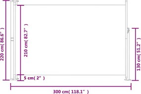 vidaXL Σκίαστρο Πλαϊνό Συρόμενο Βεράντας Κόκκινο 220 x 300 εκ.