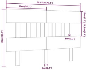 vidaXL Κεφαλάρι Κρεβατιού Γκρι 183,5x3x81 εκ. από Μασίφ Ξύλο Πεύκου