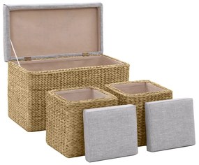 vidaXL Πάγκος με 2 Υποπόδια Γκρι από Seagrass