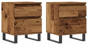 Κομοδίνα 2 τεμάχια Παλιό ξύλο 40x35x50 cm Κατασκευασμένο ξύλο - Καφέ