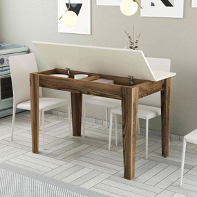Stewehome Τραπέζι κουζίνας Καρυδιά / Κρέμ 110x72x75 cm