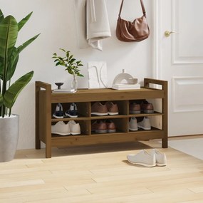 vidaXL Πάγκος Εργασίας Μελί Καφέ 110x40x60 εκ. Μασίφ Ξύλο Πεύκο