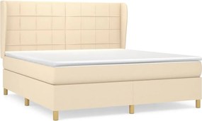 vidaXL Κρεβάτι Boxspring με Στρώμα Κρεμ 160x200 εκ. Υφασμάτινο