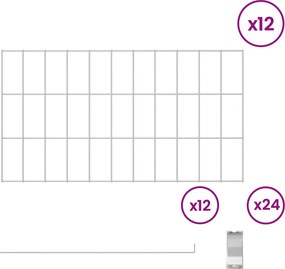 vidaXL Περίφραξη Κήπου με Στήλες 12 τμχ. 55 x 30 εκ. Ασημί