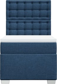 vidaXL Κρεβάτι Boxspring με Στρώμα Μπλε 100 x 200 εκ. Υφασμάτινο