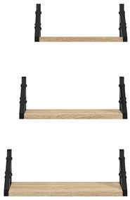 vidaXL Ράφια Τοίχου Σετ 3 Τεμαχίων Sonoma Δρυς από Επεξεργασμένο Ξύλο