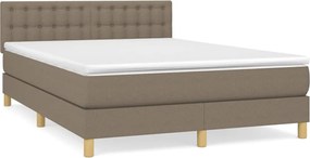 vidaXL Κρεβάτι Boxspring με Στρώμα Taupe 140x190 εκ. Υφασμάτινο