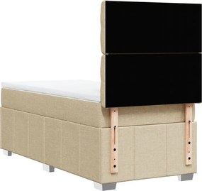 vidaXL Κρεβάτι Boxspring με Στρώμα Κρεμ 80 x 200 εκ. Υφασμάτινο