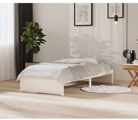 vidaXL Πλαίσιο Κρεβατιού Λευκό 90 x 200 εκ. από Μασίφ Ξύλο