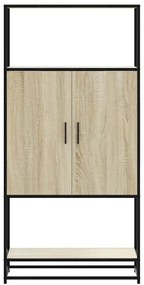 Highboard Δρυς sonoma 68x35x139 cm Επεξεργασμένο ξύλο μέταλλο - Καφέ