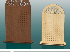 Σετ των 2 Intra απο ξύλο plywood 3mm-4mm πάχος Stand σκουλαρικιών 2 μεγεθών Δίασταση 15x15 cm INTRAFABR-65635012