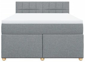 Κρεβάτι Boxspring με Στρώμα Ανοιχτό Γκρι 140x190 εκ. Υφασμάτινο - Γκρι