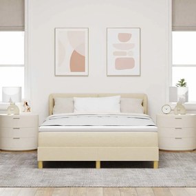 vidaXL Κρεβάτι με ελατήρια με κεφαλάρι Κρεμ 140 x 200 cm ύφασμα