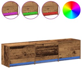 vidaXL Ντουλάπι τηλεόρασης με LED Παλιό ξύλο 162.5x34x40 εκ. Μηχανικά ξύλου
