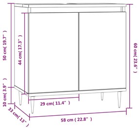 Ντουλάπι Μπάνιου Γκρι Sonoma 58 x 33 x 60 εκ. από Επεξεργ. Ξύλο - Γκρι