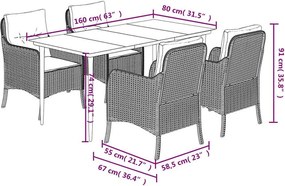 vidaXL Σετ Τραπεζαρίας Κήπου 5 Τεμαχίων Μαύρο Συνθ. Ρατάν με Μαξιλάρια