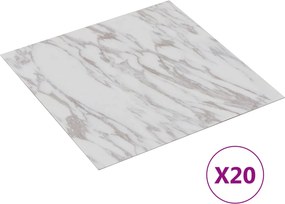 vidaXL Αυτοκόλλητα Πλάκες Δαπέδου Λευκό και Καφέ 30,5 x 30,5 εκ