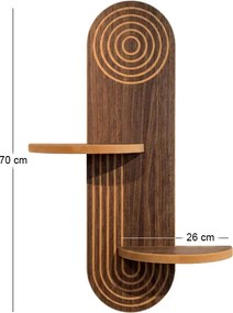 Ραφιέρα τοίχου Artwill Megapap Mdf χρώμα wenge 46x13x70εκ.
