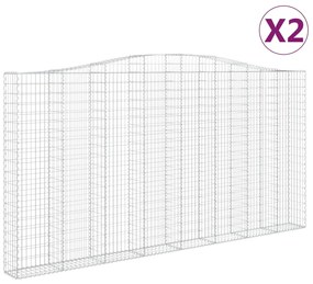 vidaXL Συρματοκιβώτια Τοξωτά 2 τεμ. 400x30x200/220 εκ. Γαλβαν. Ατσάλι