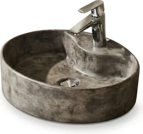 Tema Fontana Anthracite 52x42 - Επιτραπέζιος Νιπτήρας με Υφή Πέτρας