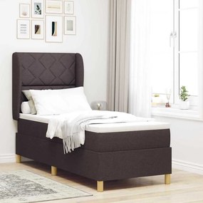 vidaXL Κρεβάτι Box Spring με Στρώμα Σκούρο Καφέ 80x200 εκ. Ύφασμα