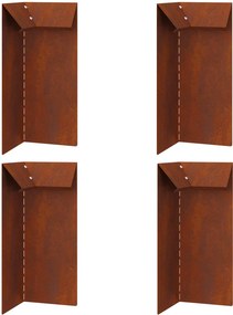 vidaXL Φράκτης σαλιγκαριών 4 pcs Σκ rusty 10 x 10 x 25 εκ