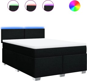 vidaXL Κρεβάτι Boxspring με Στρώμα Μαύρο 140x190 εκ. Υφασμάτινο