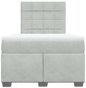 Κρεβάτι Boxspring με Στρώμα Ανοιχτό Γκρι 120x200 εκ. Βελούδινο - Γκρι