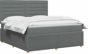 vidaXL Κρεβάτι box spring με στρώμα Σκούρο Γκρι 140 x 190 cm Ύφασμα