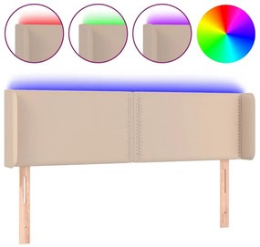 Κεφαλάρι Κρεβατιού LED Καπουτσίνο 147x16x78/88εκ. Συνθετ. Δέρμα - Καφέ