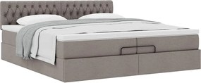 vidaXL Οθωμανικό κρεβάτι με στρώμα Taupe 200x200 cm Ύφασμα