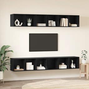 vidaXL Τηλεοπτική Κάβα Τοίχου 4 pcs Μαύρη δρυς 37 x 37 x 107.5 εκ