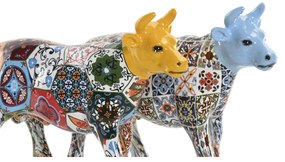 Διακοσμητική Φιγούρα Home ESPRIT Κίτρινο Μπλε Πολύχρωμο Ταύρος 16 x 6 x 12 cm (x2)