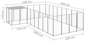 vidaXL Σπιτάκι Σκύλου Ασημί 10,89 μ² Ατσάλινο