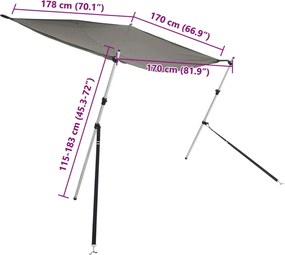vidaXL Επέκταση Σκιάστρου Σχήμα Τ Ανθρακί 170x208x(115-183) εκ.