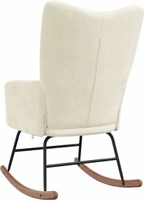 vidaXL Κουνιστή Πολυθρόνα Κρεμ Βελούδινη