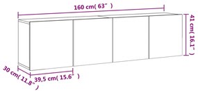 Ντουλάπια Τοίχου Τηλεόρασης 2 Τεμ. Γκρι Sonoma 80 x 30 x 41 εκ. - Γκρι