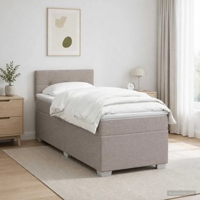 vidaXL Κρεβάτι Box Spring με Στρώμα και LED Taupe 90 x 200 cm Ύφασμα