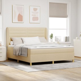 vidaXL Κρεβάτι με Στρώμα Κρεμ 180x200 εκ. Υφάσματος