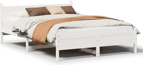 vidaXL Σκελετός Κρεβ. Χωρίς Στρώμα Λευκό 135x190 εκ Μασίφ Πεύκο