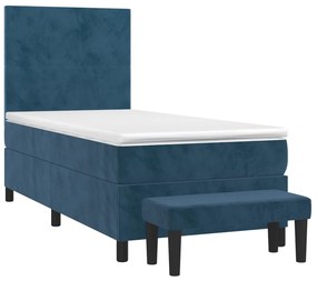 Κρεβάτι Boxspring με Στρώμα Σκούρο Μπλε 100x200 εκ. Βελούδινο - Μπλε